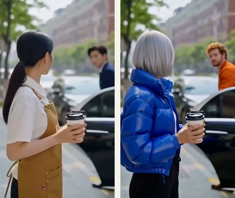 Two people recast from two photos in one run. This example was made with H3 Max Recast at 768p, the engine Ultra uses for clips of 15 to 30 seconds and for 1080p; on a clip of 3 to 15 seconds Ultra runs Kling O3 Video Edit Pro. AI-generated, made in Ziztu.