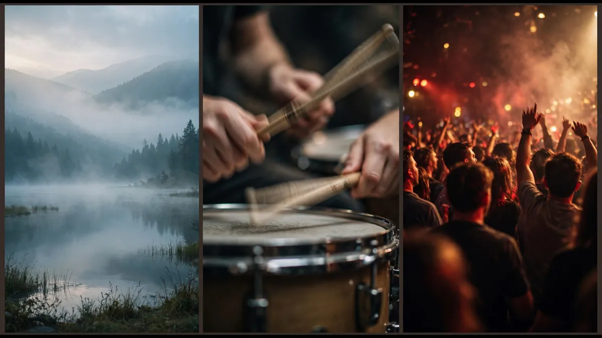 Shots planned to match calm, fast and loud parts of a song