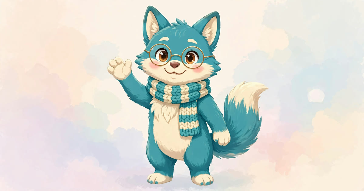 A friendly fox fursona character waving