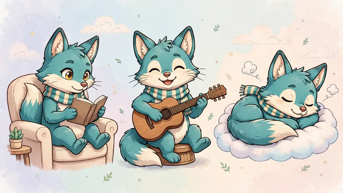 The same fursona in three different poses