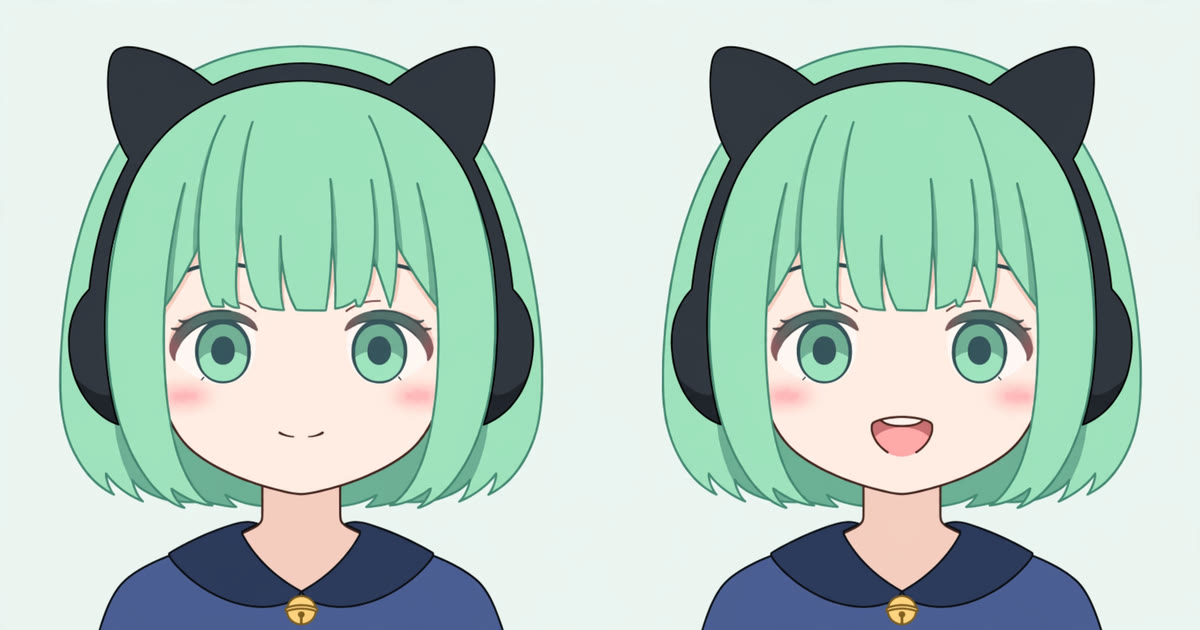 A PNGTuber avatar with closed and open mouth versions