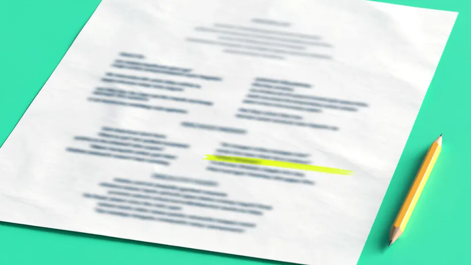 A typed screenplay page with clear scene heading, action and dialogue blocks on mint green