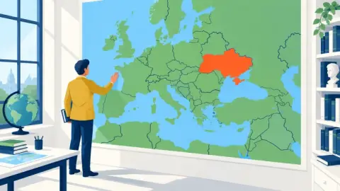 Flat cartoon people on real maps. The look of the big history explainers.