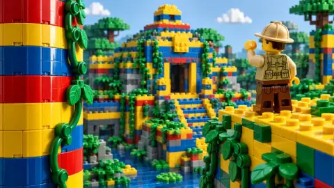 A world built from glossy interlocking plastic bricks. Playful, bold and instantly readable.