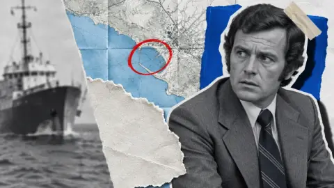 The Archive Collage look: torn photos and a map with a red circle
