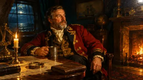The Old masters look: an oil painting of a man in a red coat by candlelight