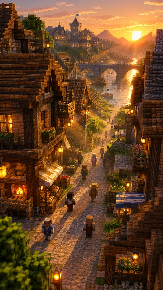 Minecraft-style block world: a picture of the style